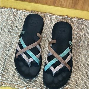 Teva Teal and Brown Strappy Sandals